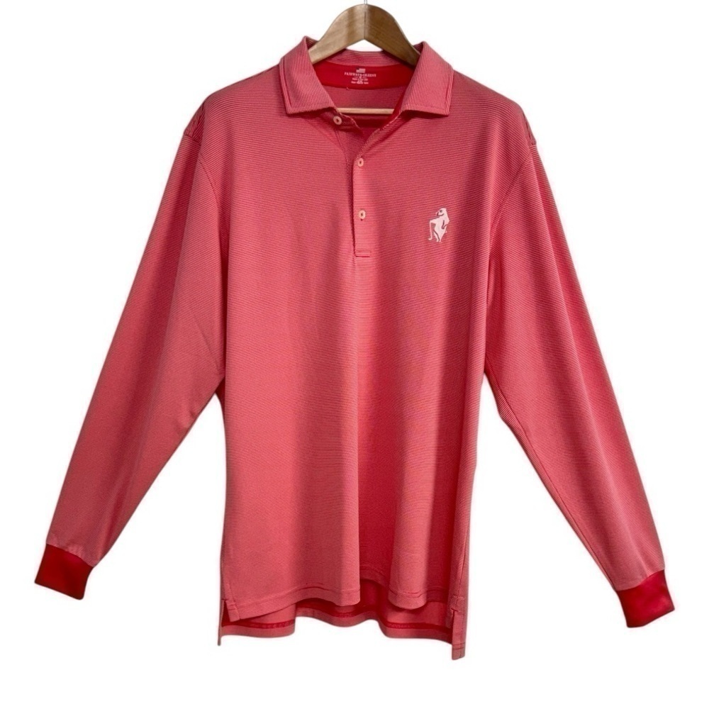Fairway & Greene Men’s Long Sleeve Polo in Coral Pink